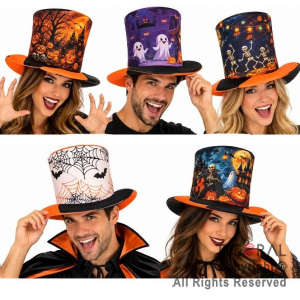 SOMBRERO GALERA HALLOWEEN ESTAMPADA (PACK X 5 UNIDADES)